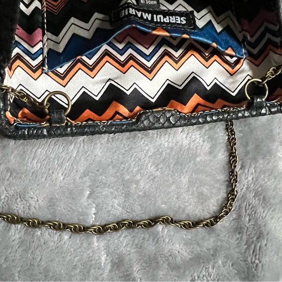 Serpui Maria Clutch with Large Leather Flower 6 x 5 x 2 Black and Cream - Picture 16 of 16